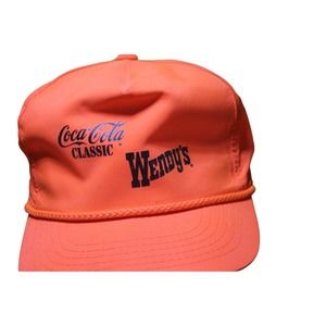 Vintage Wendy's Snapback Hat Fast Food Employee Uniform Coke coca cola